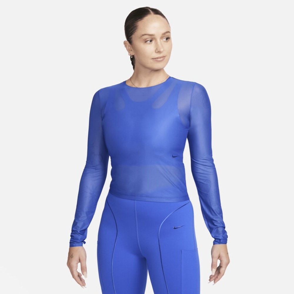 Nike FutureMove Dri-FIT Long-Sleeve Sheer Top in Blue Sz M NEW